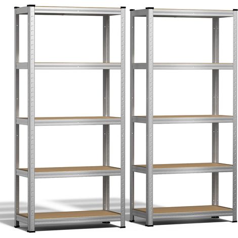 Lot de 2 Étagère de Rangement 70x30x150cm en Acier Galvanisé à 5 Niveaux Etagère Charge Lourde Tablette Ajustable Charge Max 875kg Idéal pour Rangement de Garage Atelier Cuisine (1/5)