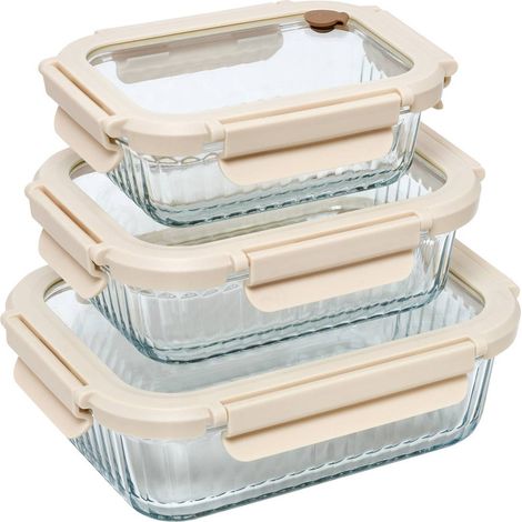 3 boîtes de conservation clipeat+ rectangulaires 1/3,7/6,4l transparent - 5five (1/5)