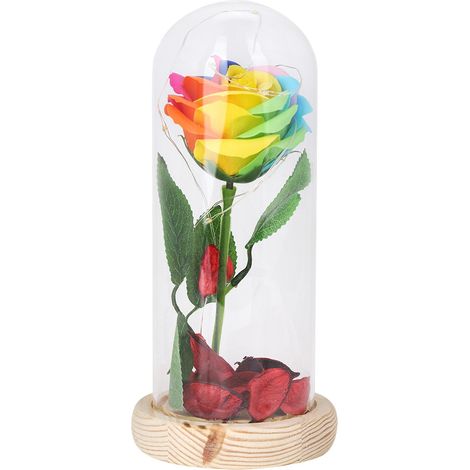 Lampe De Bureau Rose Avec Guirlande Lumineuse Et Dôme En Verre Pour Décoration Intérieure Cadeau - Multicolore - 1 Pièce (1/5)