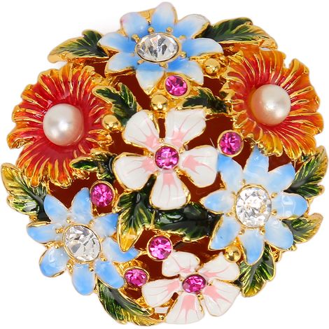 Coffret Bijoux Vintage Panier Fleuri Peint à la Main Métal avec Strass pour Bagues Boucles d'Oreilles Écrin Décoratif (1/5)