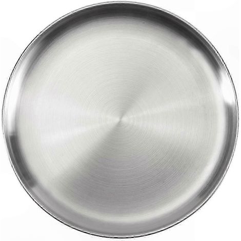 Assiette en inox argenté 30 cm, plat peu profond pour os, plateau à déchets de table (1/5)