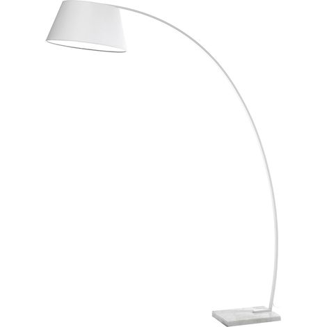 Stehlampe bogenförmig aus Metall weiß mit Marmorsockel h160 cm Moines