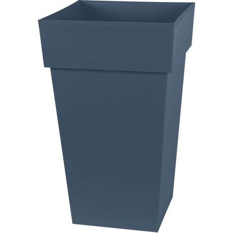 Pot de fleur haut Carré - EDA - Toscane - 39 cm - 62 L - Intérieur/Extérieur - 39 x 39 x H. 65 cm - Bleu Jean