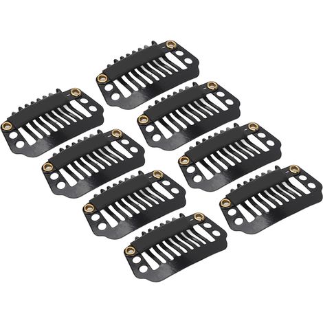 Lot de 100 pinces à cheveux invisibles coupe-vent 8 dents, attaches anti-dérapantes pour extensions et fixation de chapeau, noir (1/5)