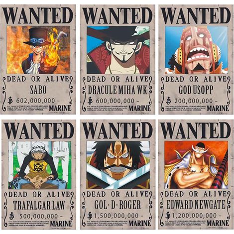 One Piece Steckbriefe – 10 Strohhut-Crew-Poster, 28,5 x 19,5 cm (1/5)