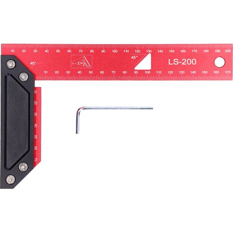 Équerre de menuiserie en aluminium 200mm avec échelle laser pour précision et traçage L (1/5)