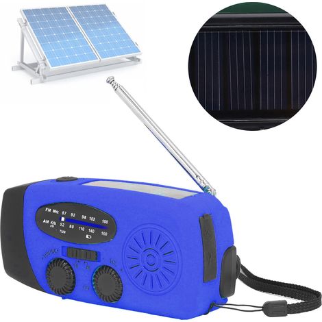 Handkurbel-Solarradio, multifunktionales Solarradio, handkurbelbetriebene Generatorlampe für Katastrophenschutz und Notfallsituationen, europäisches Blau. (1/5)