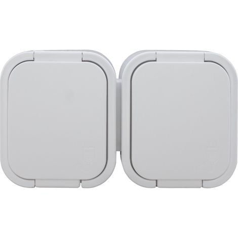 B2 doppia presa N/T Z/U IP54 bianco sportellino bianco - E+9001083 (1/2)