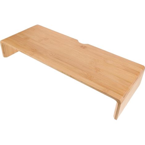 Rehausseur D'écran Support Simple pour Bureau en Bambou Beige (1/5)
