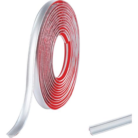 Bordure d'angle autocollante en PVC argenté pour plan de travail, plafond, sol, calfeutrage, plinthe (5 m, 12 mm x 6 mm) (1/5)