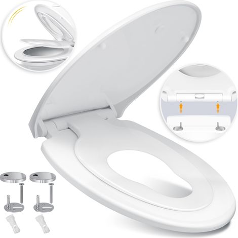 KESSER® Sedile per WC con chiusura ammortizzata Coperchio per WC con funzione di sgancio rapido e chiusura ammortizzata - facile installazione Coperchio per WC antibatterico in Duroplast Sedile per W