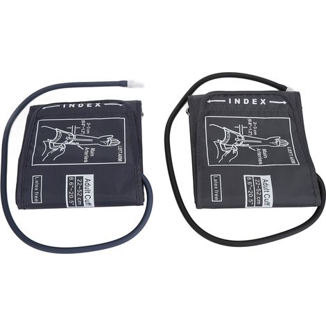 2 pièces Brassard de Tension Artérielle Grand Modèle, Sangle Ajustable avec Boucle en D pour Bras 22-52cm, Noir et Bleu Foncé (1/5)