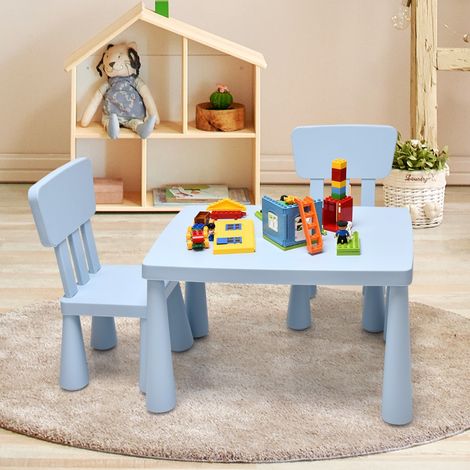 Ensemble Table Chaises Enfants Jouer Manger Dessiner 1 à 7 Ans Bleu CW10736 (1/2)