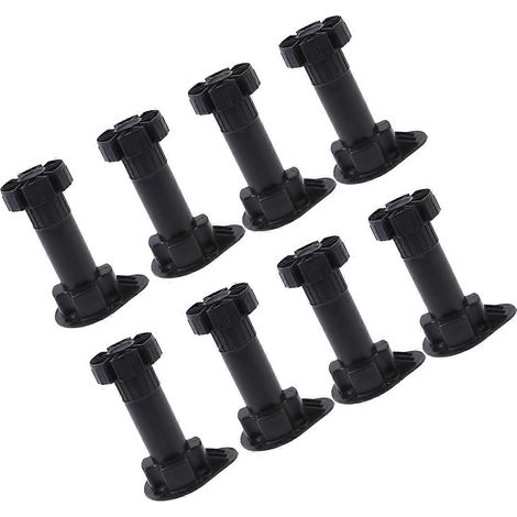 Pieds de meuble réglables en hauteur, compatibles avec les canapés, ensemble de 8 pièces, en plastique noir. (1/5)