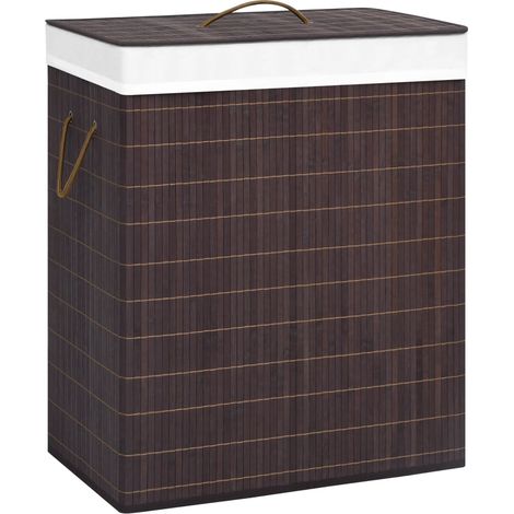 vidaXL Bamboo Laundry Basket with 2 Sections Brown 100 L (1/5)