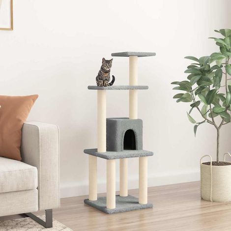 171467  Cat Tree with Sisal Scratching Posts Light Grey 105 cm vidaXL (1/5)