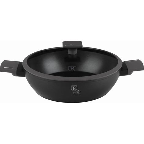 Maceta plana de titanio con tapa, 30 cm, Berlinger Haus BH-8129, color antracita. (1/5)