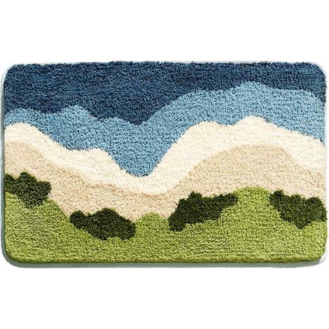Tapis Microfibre - 50 x 60 cm - Absorbant Lavable Antidérapant - Pour Salle De Bain Cuisine Toilette - 1 Pièce (1/5)