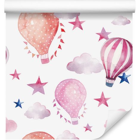 Carta da parati con palloncini, stelle e nuvole per soggiorno e camera da letto, 50x1000 cm (1/5)
