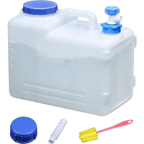 15-Liter-Wasserkanister mit Zapfhahn und BPA-freiem Deckel für Camping, Auto und Festivals, Weiß/Transparent (1/3)