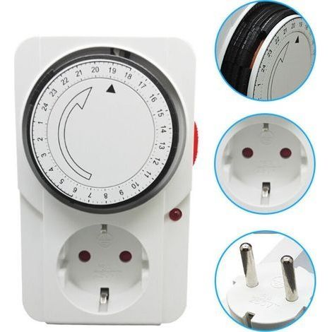 Programmierbarer Tagestimer mit Kontrollleuchte, 3000 W. Steckdose für mechanischen Tagestimer, weiß, 16 A. (1/3)