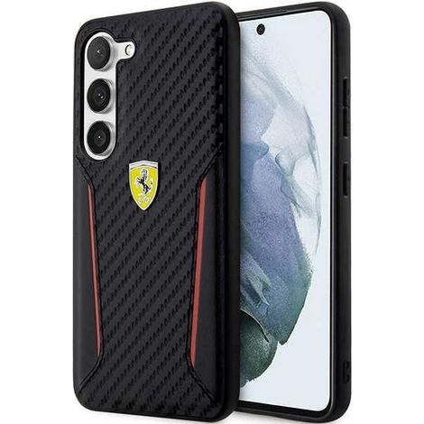 Valise rigide Ferrari FEHCS23MNPYK S23+ S916 noire/noire avec bords contrastés en carbone (1/5)
