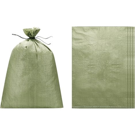 Lot de 5 sacs de sable robustes (80 x 125,2 cm, gris) (5 pièces), sacs de sable vides en polypropylène tissé, sacs de sable pour inondation, construction, sacs de terre (1/5)
