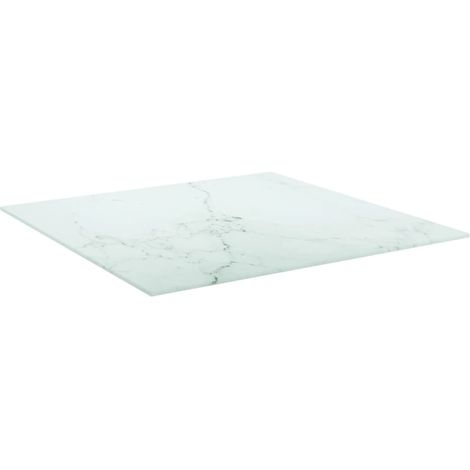 Maison Exclusive - Piano Tavolo Bianco 60x60 cm 6 mm Vetro Temperato Design Marmo