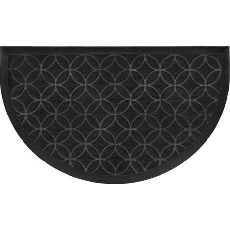 Paris Prix – Tapis d'entrée demi-lune 45x75cm – Dessus en polypropylène – Dessous en caoutchouc – Entretien facile – Couleur noir