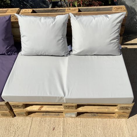 Ensemble de coussins palette en tissus téflon supérieur Gris clair 80x120x5 cm (1/3)