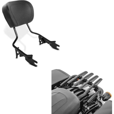 Set: Gepäckträger kompatibel mit Harley Davidson Touring 09-25 abnehmbar in Schwarz + Sissybar