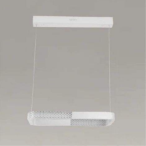 TRADE SHOP - Lampadario A Sospensione Led 24w Rettangolare Bianco Cristallo Con Telecomando 32033 -