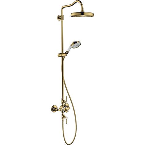 AXOR Montreux Showerpipe avec thermostatique et pomme de tête 240 1jet, Or poli optique