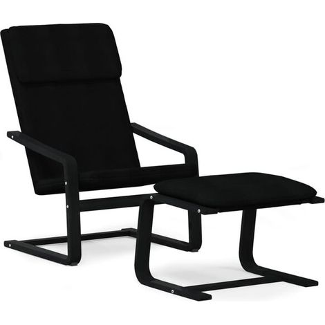 Fauteuil lounge en tissu noir avec repose-pieds (1/5)