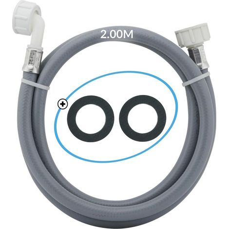 Tuyau Machine à Laver 2.00ML / Tuyau d'Arrivée d'Eau Pour Lave Vaisselle/Lave Linge, Ce Flexible d'Alimentation Universel Renforcé Peut Servir De Rallonge/Fourni Avec Deux Joints Caoutchouc (1/5)