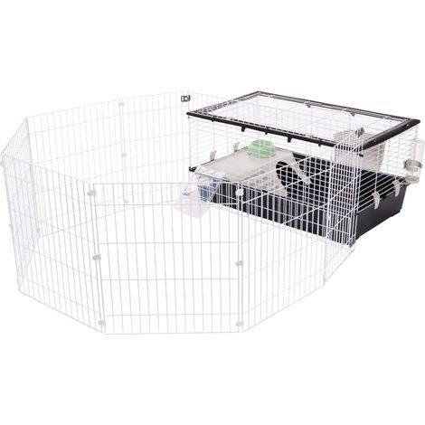 Ferplast PARKHOME Gabbia per conigli e porcellini d'India con recinto. Variante PARKHOME 100 - Misure: 95 x 177.5 x h 56 cm -