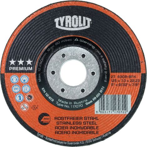 TYROLIT Disque d'ébarbage PREMIUM, ⌀ disque x largeur de disque : 115 x 7 mm, 560300 115X7
