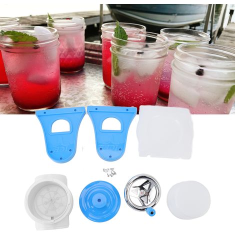 [Máquina para hacer cubitos de hielo] Rallador de hielo manual y portátil (18,5 x 19,5 x 28,5 cm) fabricado en PP con cuchillas de acero inoxidable, color azul seguro. (1/5)