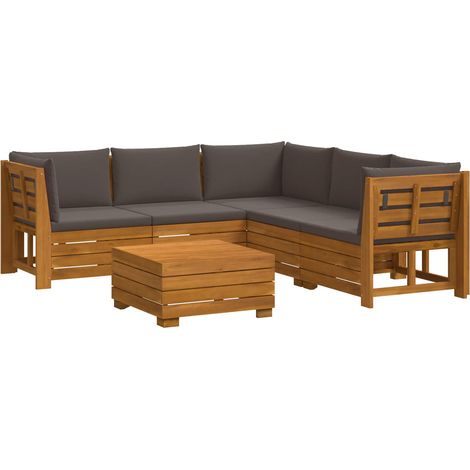 6 pc Ensemble de canapés d'extérieur Bois d'Acacia Massif vidaXL