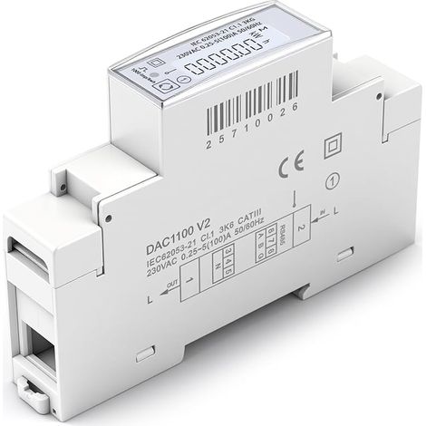 Compteur electrique 100A monophasé compteurs d'énergie mesure bidirectionnel Rail DIN 220V CA RS485 Modbus RTU Mesure de tension/courant/puissance/facteur de puissance, 1000 impulsions/kWh. (1/5)