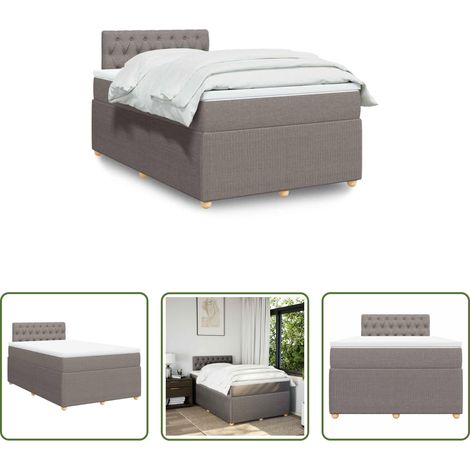 vidaXL Surmatelas - Sommier à lattes de lit avec matelas Taupe 120x200 cm Tissu (1/5)