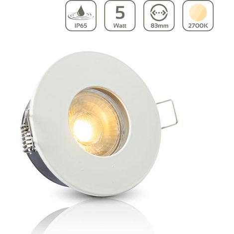 Einbauspot IP65 rund - Farbe: Weiß - LED Leuchtmittel:  GU10 5W warmweiß
