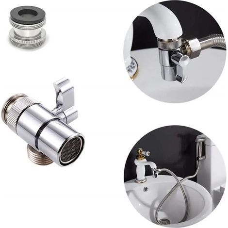 Lot de 3 Interrupteur robinet adaptateur cuisine évier séparateur inverseur vanne robinet d'eau connecteur pour toilette Bidet douche cuisine accessoires (1/5)