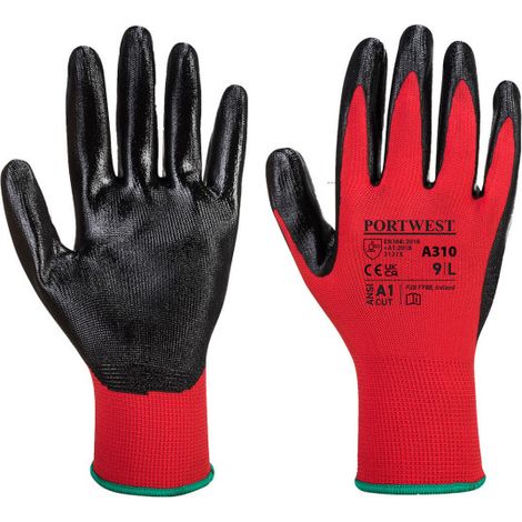 Guante de Nitrilo Flexo Grip Nivel 2 ANSI a la abrasión A310 XL Rojo/Negro