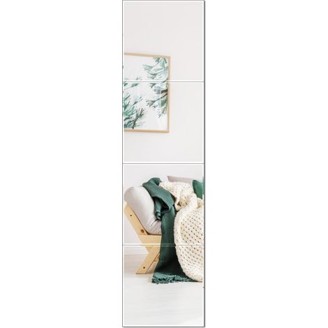 30cm x 30cm x 1.5mm Miroir Autocollant Ultra-Mince en Verre, Lot de 4 Miroirs Murals Adhesifs, Miroir avec Haute Définition et Antidéflagrant