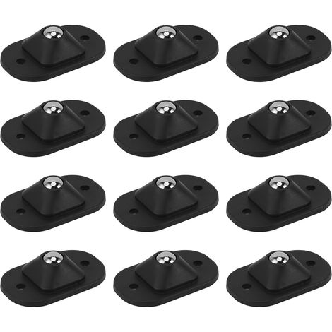 Lot de 12 roulettes pivotantes auto-adhésives en acier inoxydable, rotation à 360°, noires. (1/5)