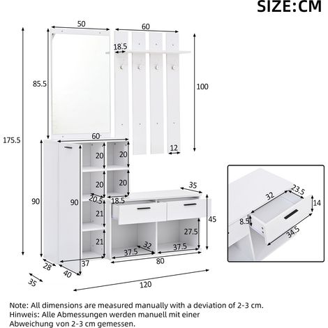 Kleiderschrank aus MDF in Weiß 120 x 35 x 175.5 cm HOMAIRE (1/5)
