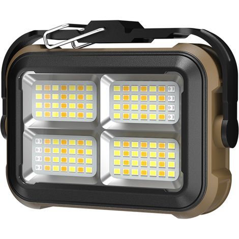 Rechargeable LED spotlight, portable LED lamp with solar panel, 4 selectable color temperatures, IPX4 waterproof, 3600mAh with USB, suitable for camping, fishing, construction sites (1/5)