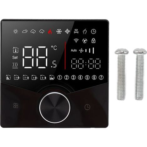 Bouton de Thermostat intelligent, panneau d'affichage couleur LCD numérique pour Sauna, système de chauffage par le sol, noir (1/5)