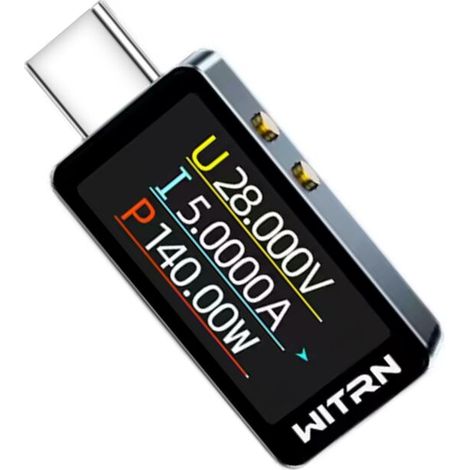 Tester di tensione e corrente USB DC1, display digitale PD3.1, wattmetro da 28 V con connettore Type-C. (1/3)
